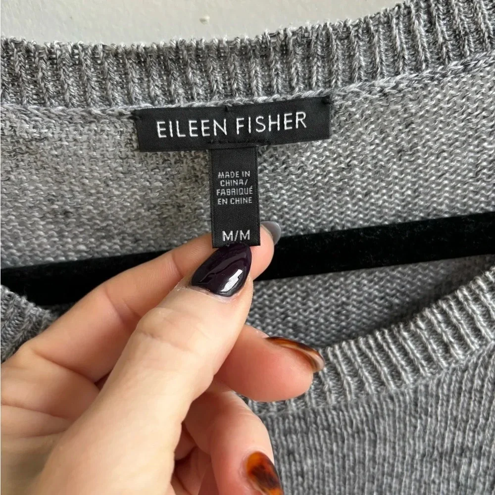 Eileen Fisher Vneck Hi Lo Sweater‎ medium workwear minimalist layered classic